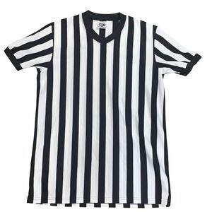 Dick's‎ Sporting Goods Referee Shirt Striped V Neck Short Sleeve Medium